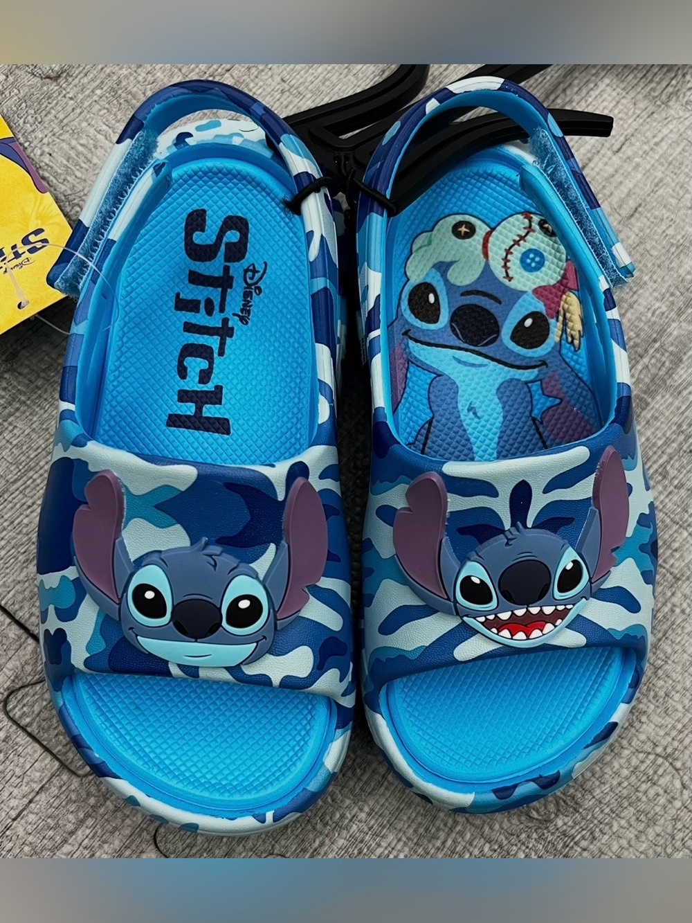 Disney Stitch Hook & Loop Unisex Kids Sandal US 9/10 Blue Camo